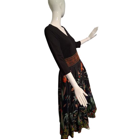 Whimsical Fairy Womens size XS Floral Flowy Career Wedding Guest Swing Dress - Picture 5 of 12